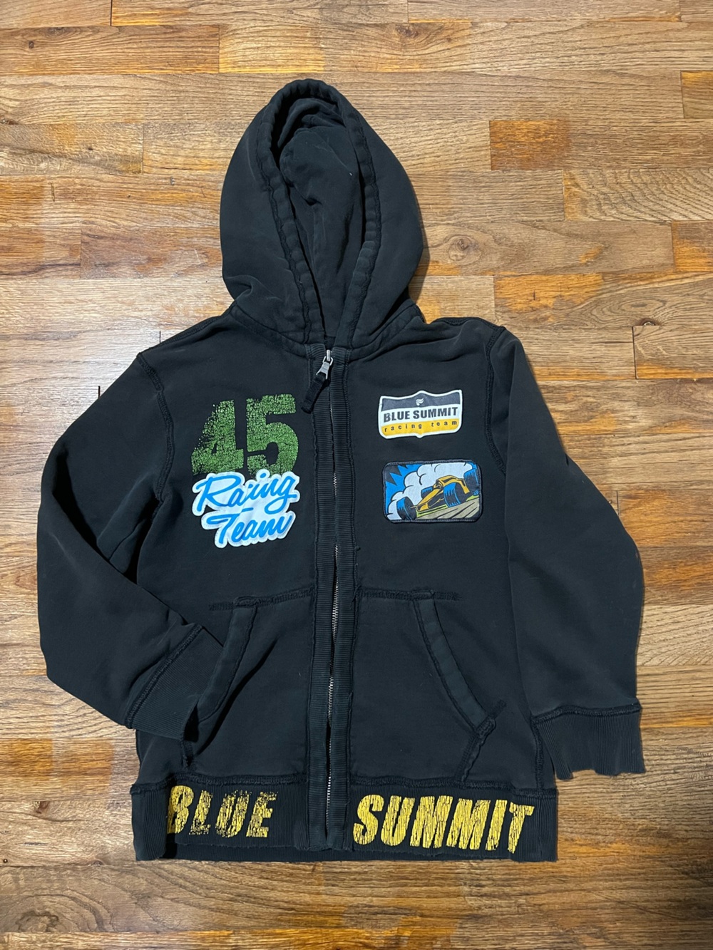 Black Boys Zip Up Sweater Medium 7/8 Car Racing Free With Purchase